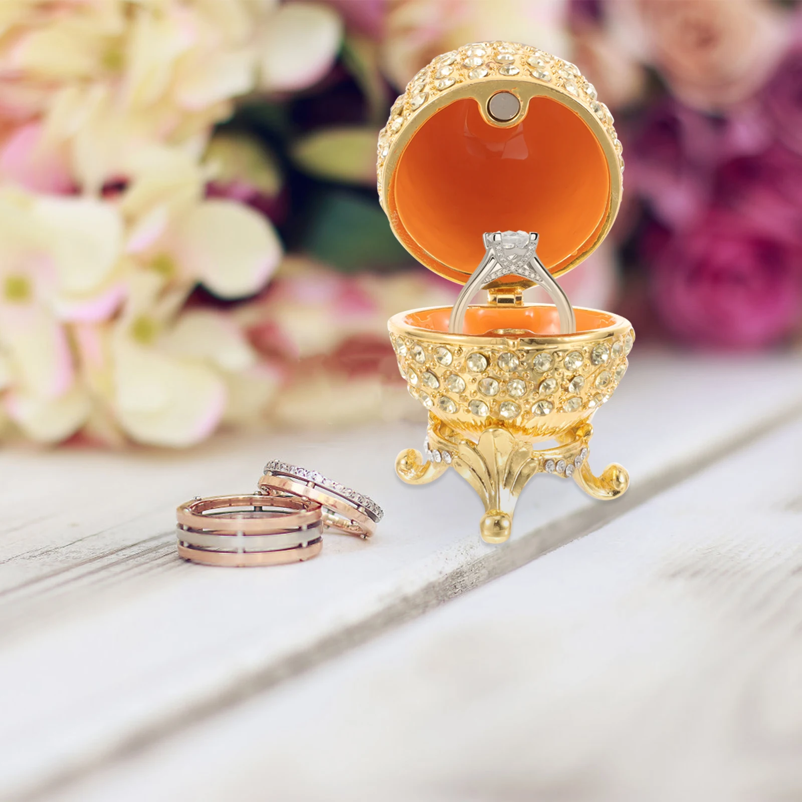 

Винтажная шкатулка для безделушек с хрустальными камнями, эмалированный дизайн, хранилище на память для колец, коллекция ювелирных изделий, декоративная