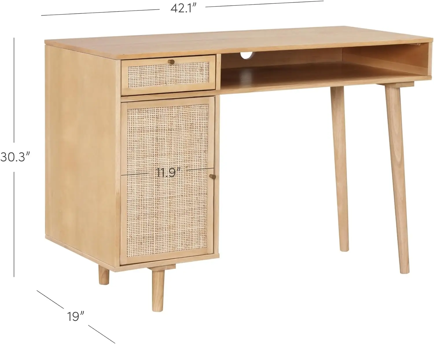 Modern Home Office Writing Desk, Natural Brown