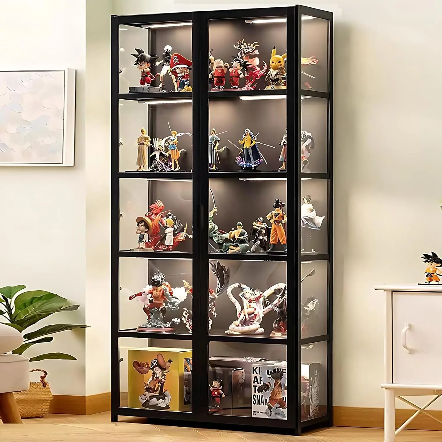 Curio Display Cabinet, 5-Tier Storage Shelves With Acrylic Glass Door, Collectibles Toy Organizers Rack & Display Shelf, Kids