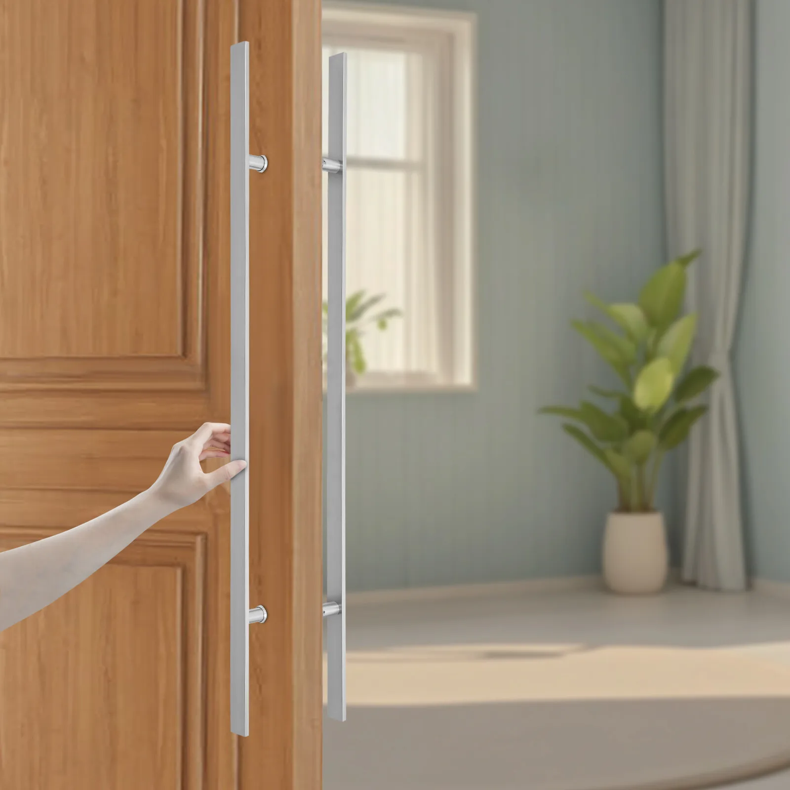 

H-Shape Double Side Stainless Steel Door Handle 47.05*1.6in Commercial Door Pull Handle