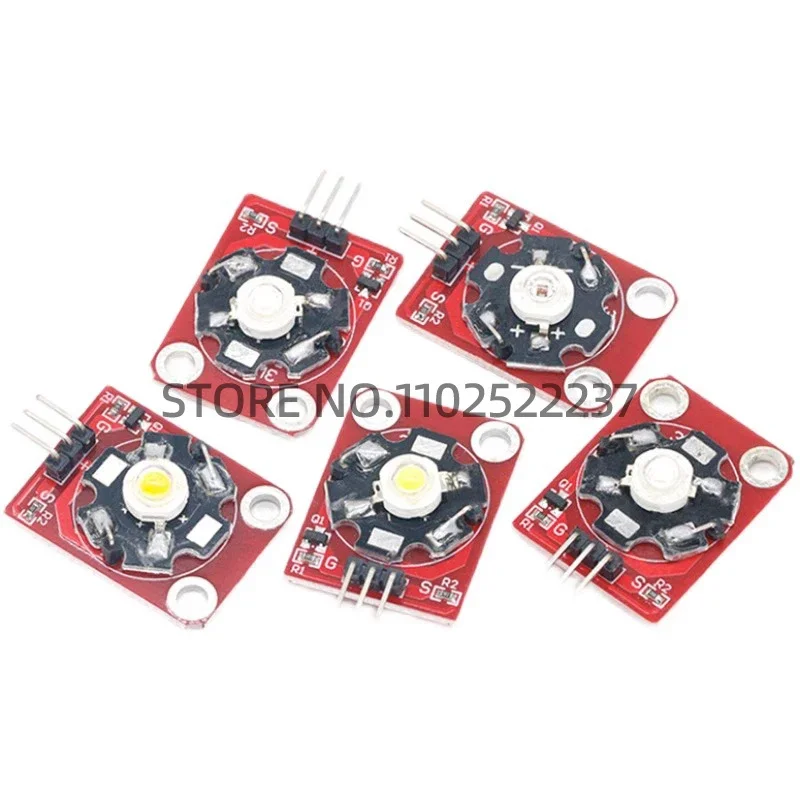 3W High Power LED Module Blue/Green/Purple/Red/White/Yellow LED with PCB Chassis for Arduino STM32 AVR