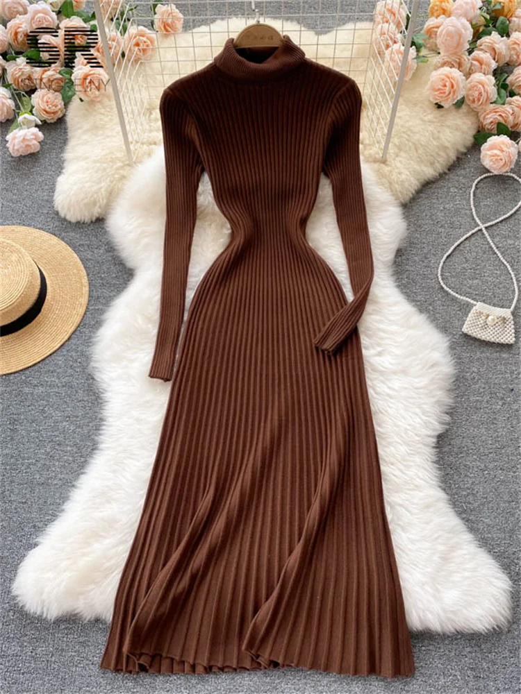sachin and babi light blue dress Autumn Winter Maternity Basic Dress, Slim Stretch Sweater Dress for Pregnant Women, Long Sleeve Oneck Inner Dress - Red M main image 0