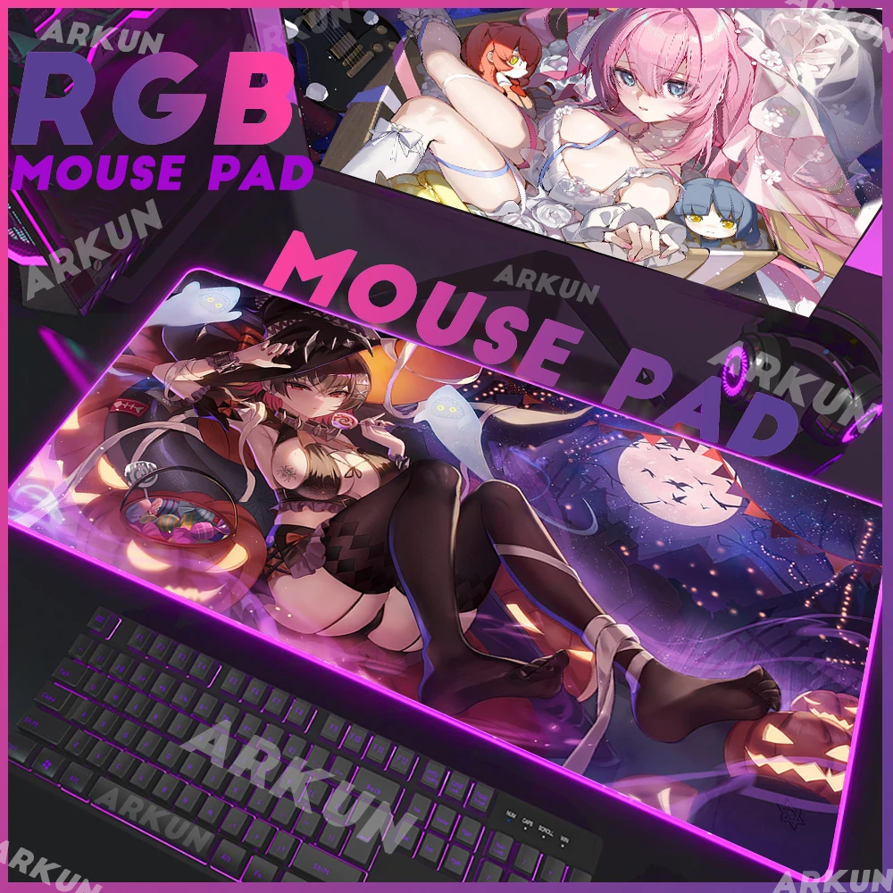 

Large RGB Kawaii Hot Girl Sex Ellen Joe Fashion Top Zenless Zone Zero Gaming Mouse Pad XXL 90x40 Game Backlight Keyboard LED Mat