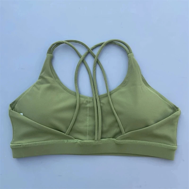 Einfarbig hochfeste Gym Yoga Unterwäsche Kreuz Frauen Fitness Sport BH Top stoßfest sportlich enges Training mit Brustpolster – Detail 9