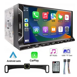 7 Inch HD Touch Screen Car Radio Stereo 2 Din Car Video Player Support CarPlay Android Auto with Backup Camera Navigation BT FM