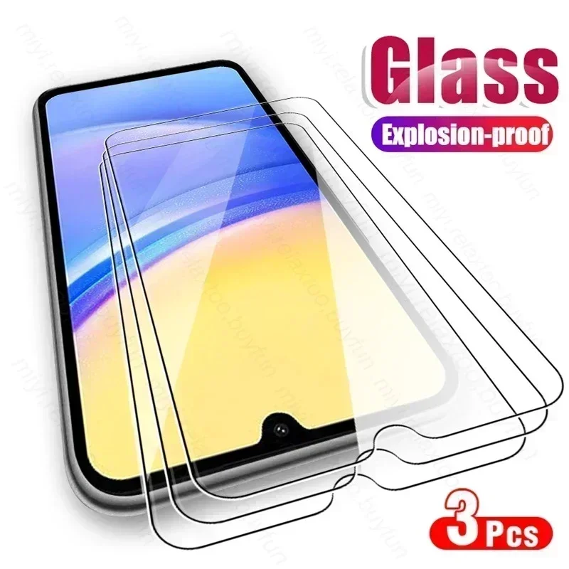 3PCS Tempered Glass Full Cover Screen Protector For Samsung Galaxy A 05 15 25 35 55 A05 A05s A15 A25 A35 A55 5G 2024 Phone Film