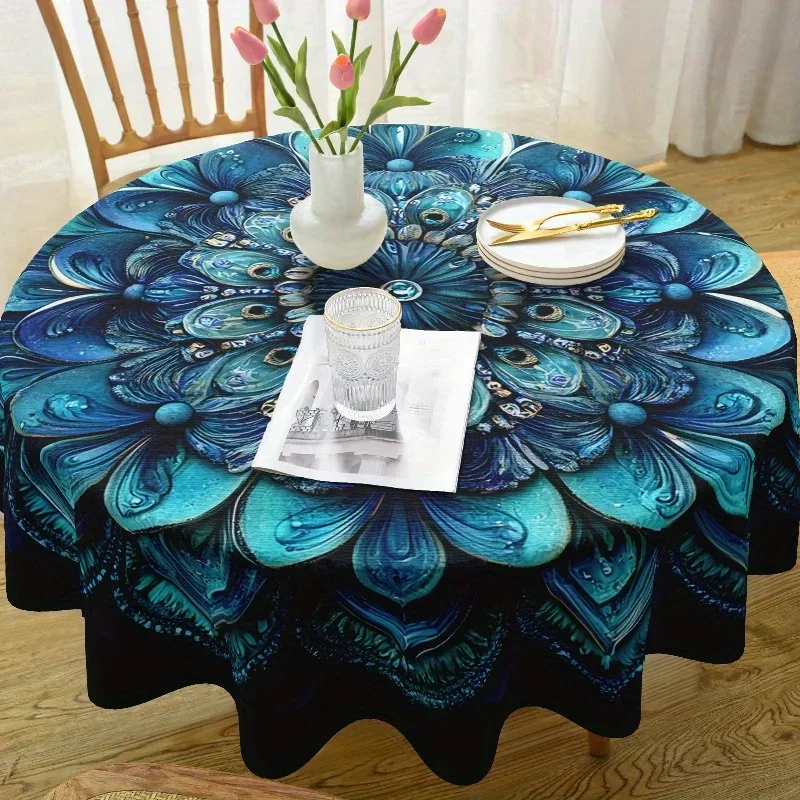 One Bohemian round tablecloth, suitable for home, kitchen, dining room and garden.zyc