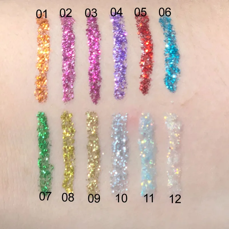 Conjunto de delineador e sombra com glitter à prova d'água – cores vibrantes e de longa duração para maquiagem de olhos impecável, ideal para festas e