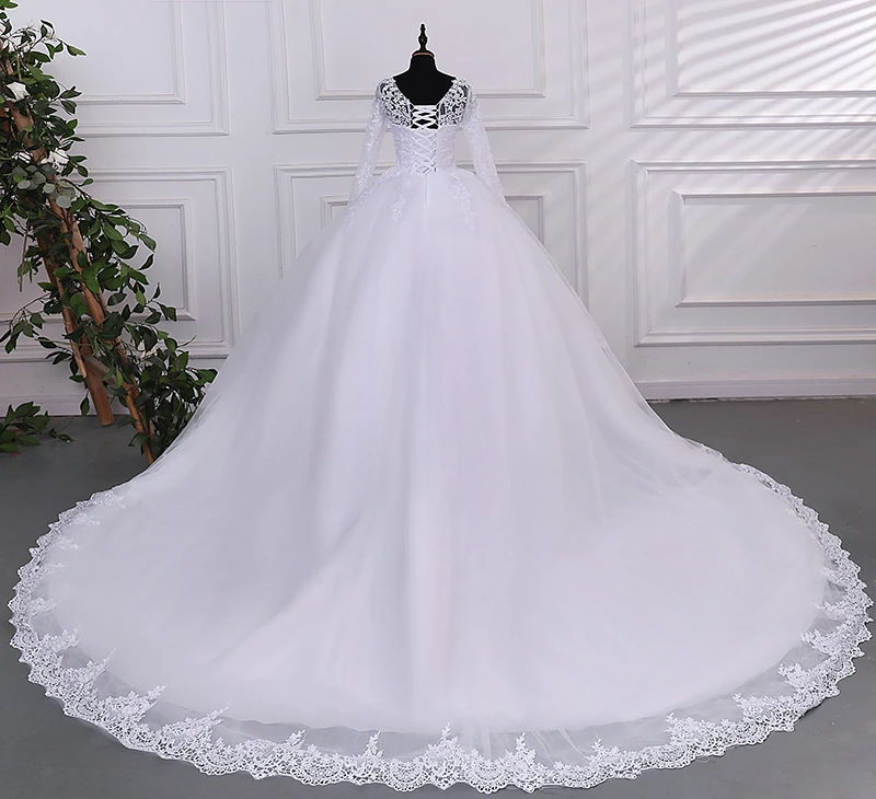 Long Sleeve Wedding Dresses Cheap Wedding Dress Pure White Wedding Dresses With Train Customized Brides Party Dress 2025 New