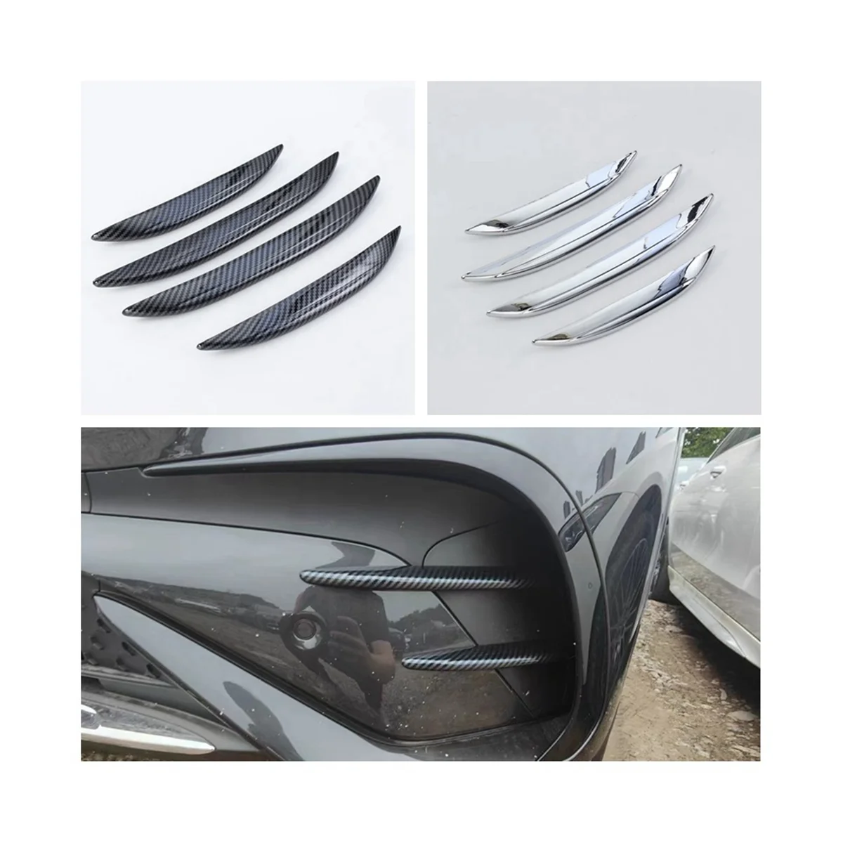 Car Front Rear Fog Light Lamp Eyebrow Frame Trim Cover Sticker for Mercedes Benz GLC Class X254 2023 (Carbon)