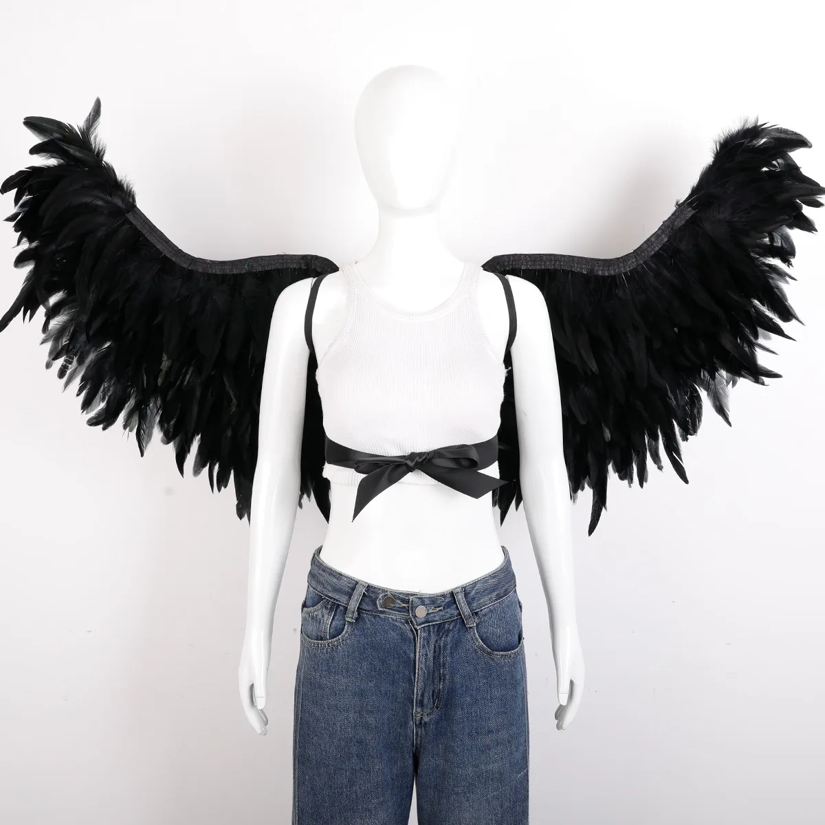 

Feathered Angel Wings Cape Halloween Carnival Costume Runway Show Performance Ball Gown Vest Shawl Neck Warmer