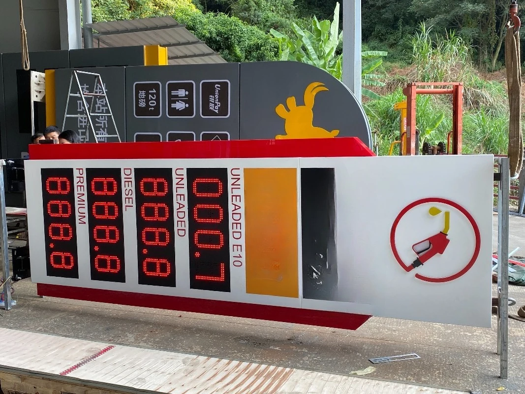Gas Station Advertising Totem Pylon Sign  Fuel Oil Gas Petrol Led Gas Price Sign Board Panel Display Screen