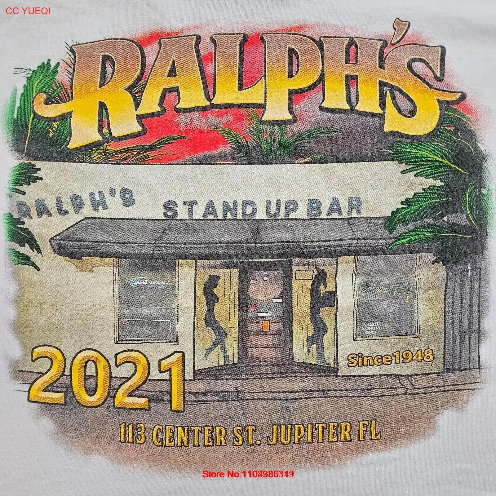 Ralph's Stand Up Bar Jupiter FL White Short Sleeve Cotton T-Shirt Men's 2XL