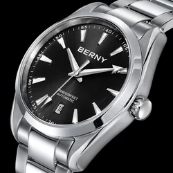 BERNY Men Mechanical Wristwatch Waterproof 20ATM Stainless Steel Mens Automatic Watch  Luxury Sapphire NH35 Automatic Watch Men