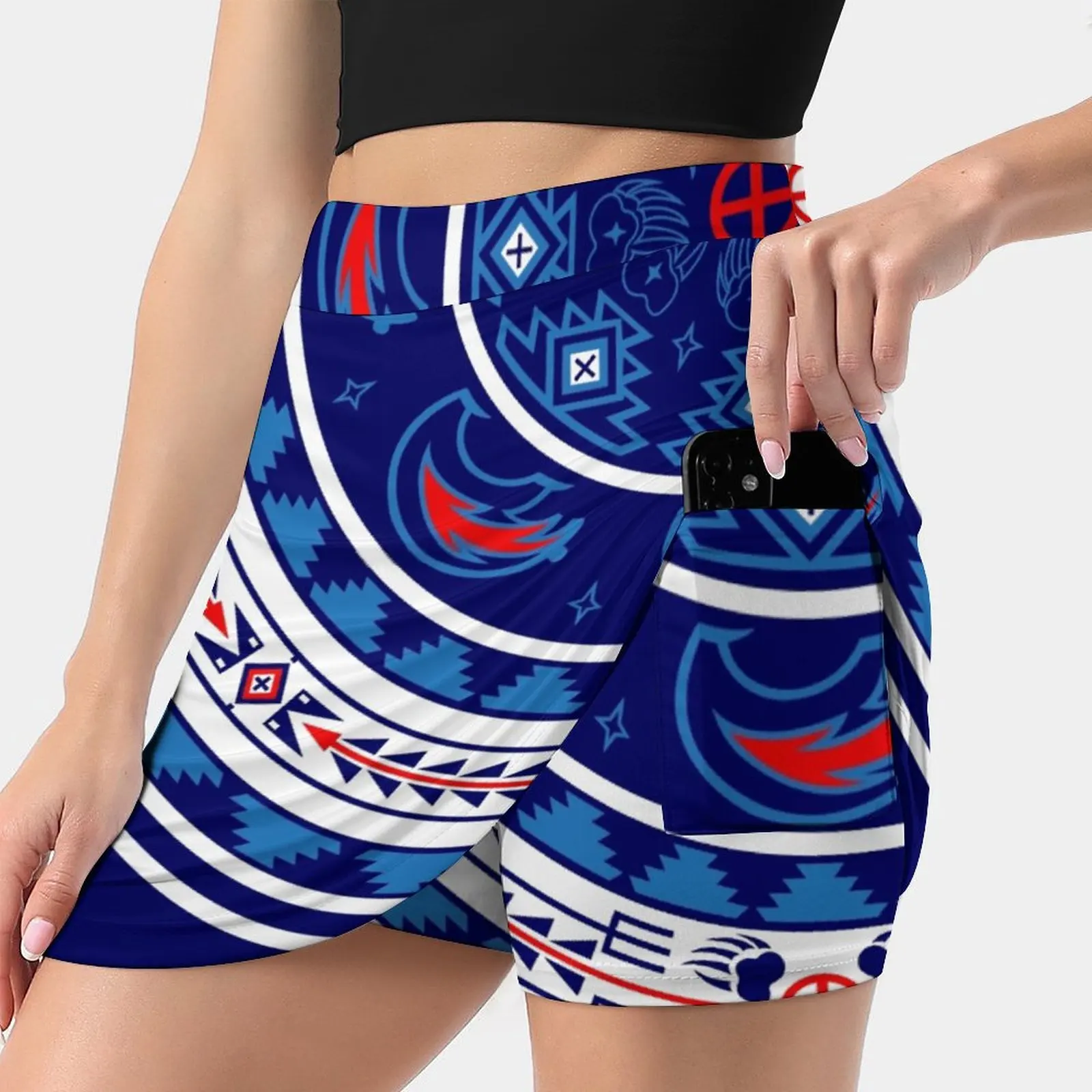 Bear Spirit Blue Women's skirt Aesthetic skirts New Fashion Short Skirts Designs Melvin War Eagle Bear Designs Blue Designs