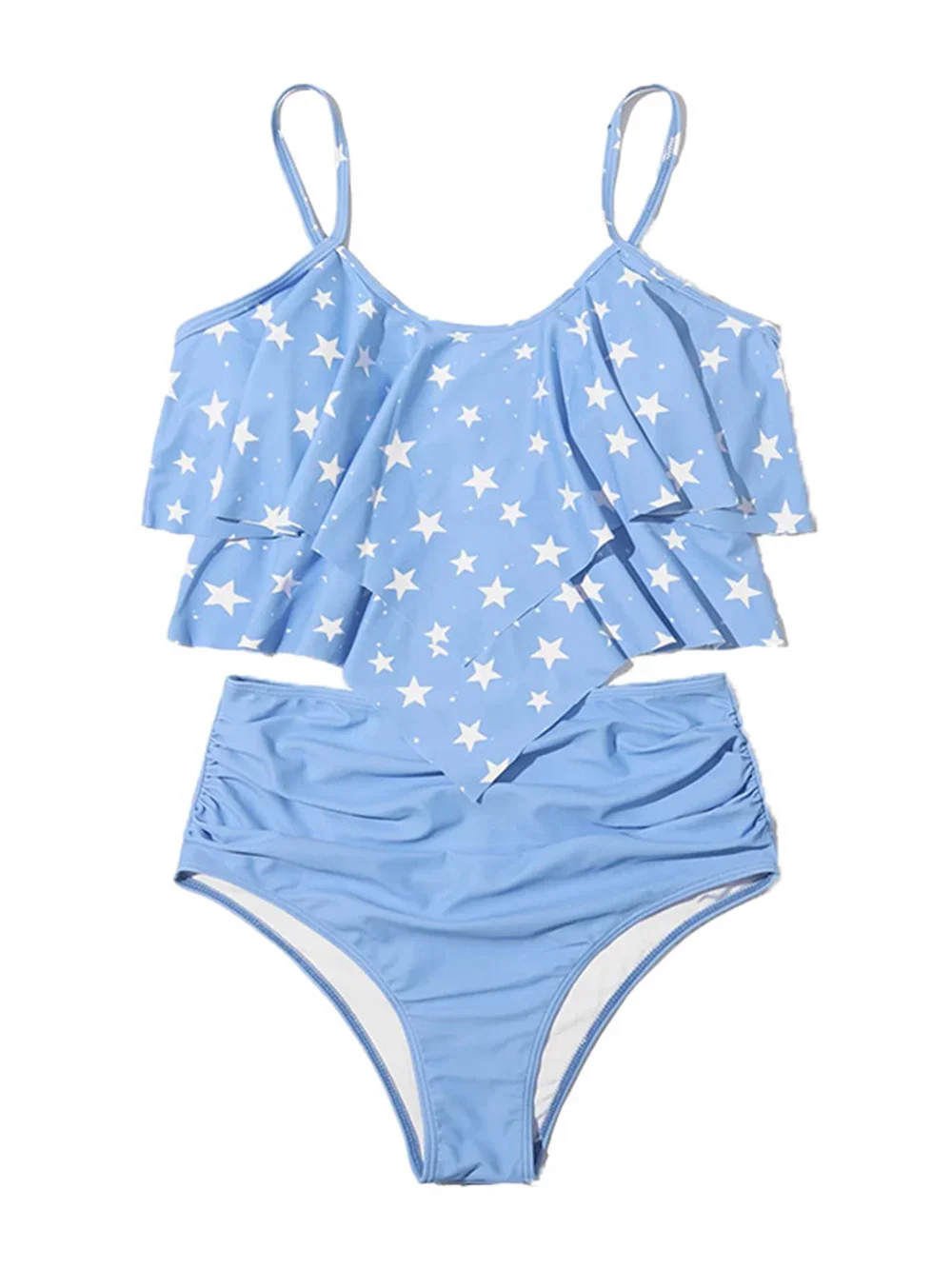 Sexy Ruffled Sling Bikini Star Swimsuit High Waist Tankini Vacation Swimwears Women Brazilian Beach Outfits Bathing Suit Biquini