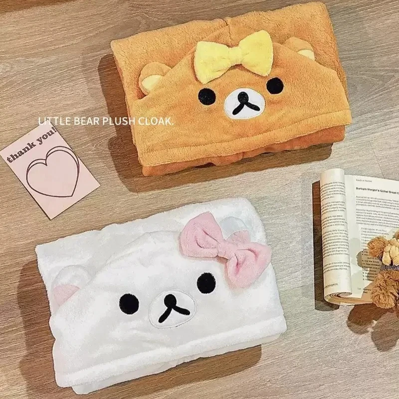 

150x147 см Kawaii плащ Rilakkuma, одеяло с кондиционером, одеяло для сна, офисный плащ с капюшоном, шаль, одеяло, банное полотенце, подарок