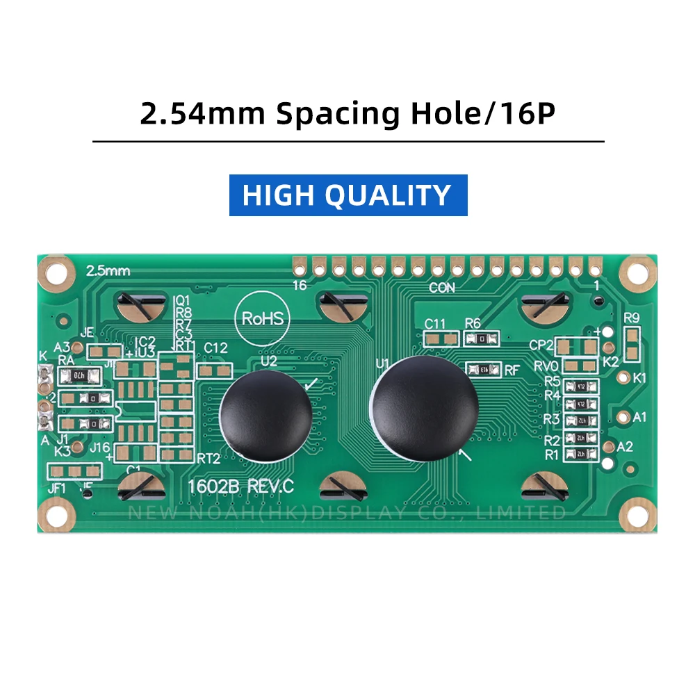 Russian BTN Black Film Yellow 1602B REV.C Side Backlight Multiple Font Character Screen 16PIN 80*36MM ST7066U Character Module