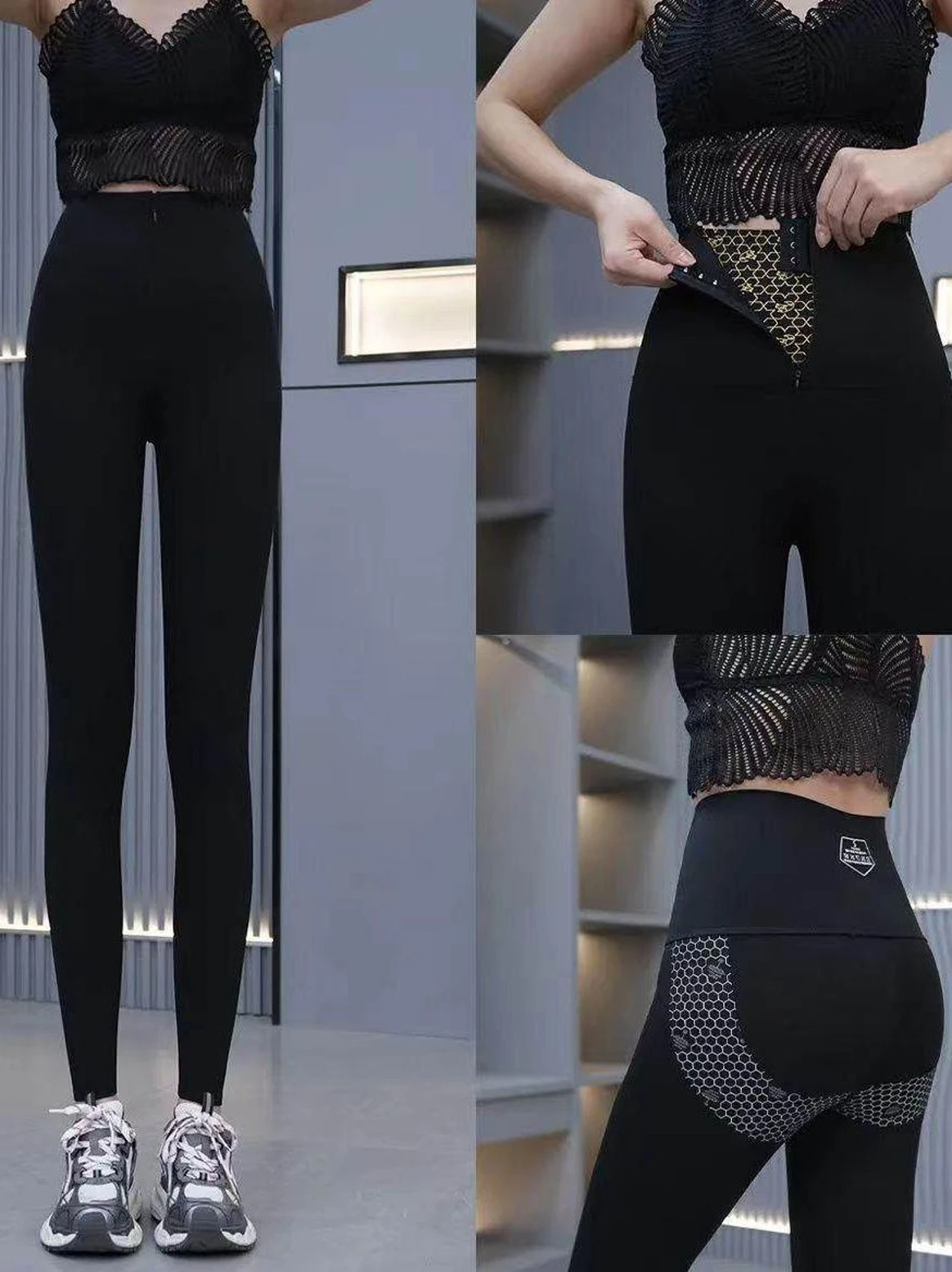 ハイウエスト裏起毛ジッパーヨガパンツ、暖かくタイトなウエストを強調するアウターウェア、ヨガパンツ