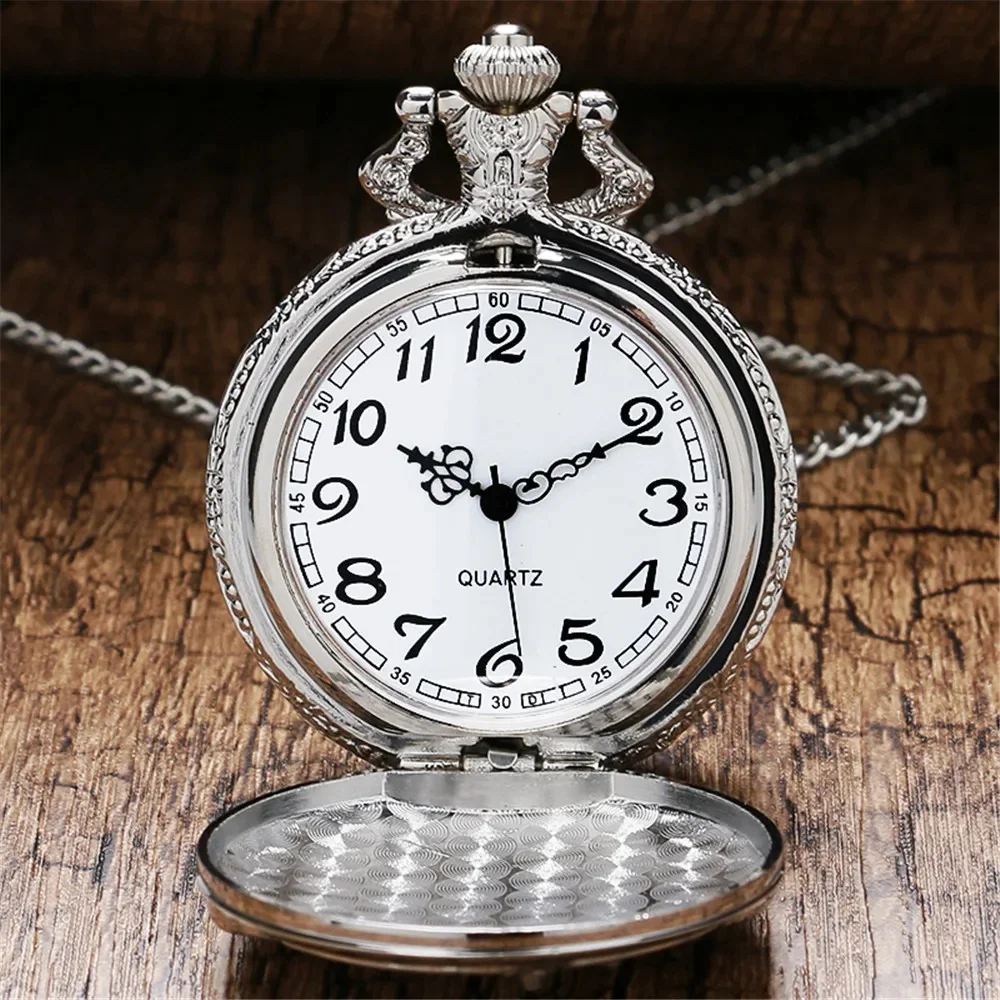 Punk Vintage Motorcycle Decor Quartz Pocket Watch Arabic Numerals Dial Silver/Bronze Chain Pendant Pocket Clock Gift Men Women