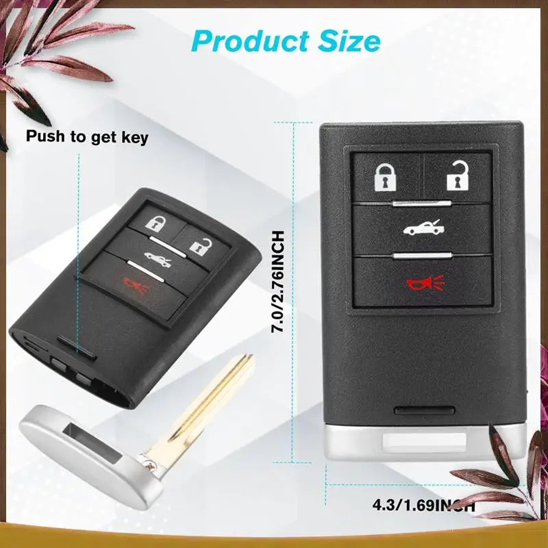 AB59-chave do carro fob keyless entrada remoto 315mhz m3n5wy7777a para corvette 2008-2013 4 botões