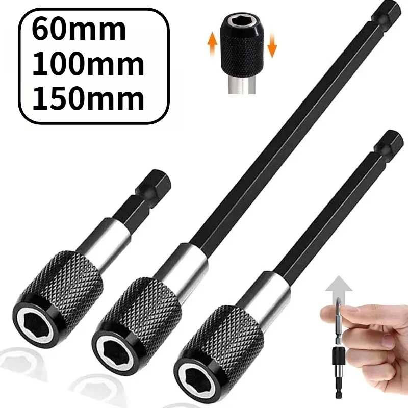 1/4 Inch Hex Shank Quick Release Bar Socket Screwdriver Bit Holder Magnetic Extension Chuck Adapter Set for Screws Nuts