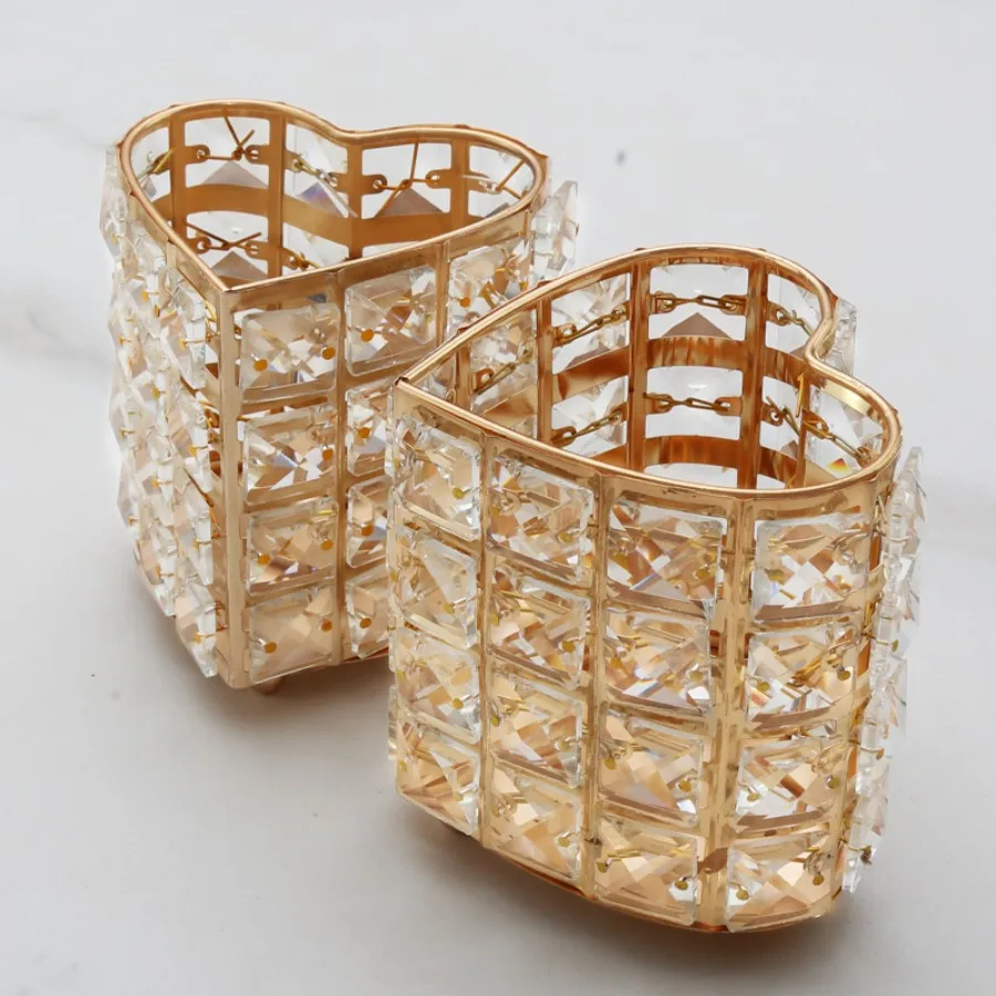 1pc Golden Crystal Makeup Brush Tools Holder Cosmetic Storage Collector Round Pencil Vase