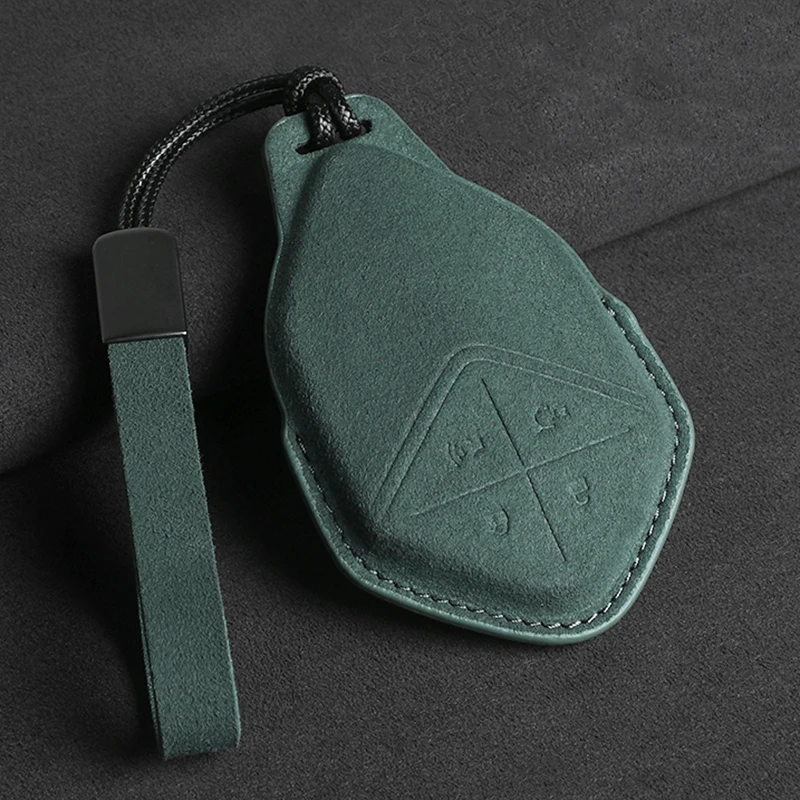 الجلد المدبوغ سيارة مفتاح بعيد غطاء قذيفة حامل فوب المفاتيح ل LYNK & CO 08 2022 2023 2024 LYNKCO 01 02 03 05 06 09 #5