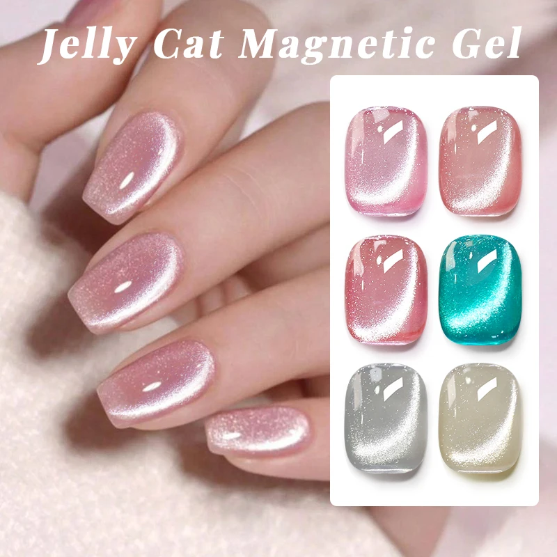 UR SUGAR 15ml Pink Green Cat Magnetic Gel Nail Polish Shine Glitter Semi Permanent Soak Off UV LED Varnish Nail Supplies Art