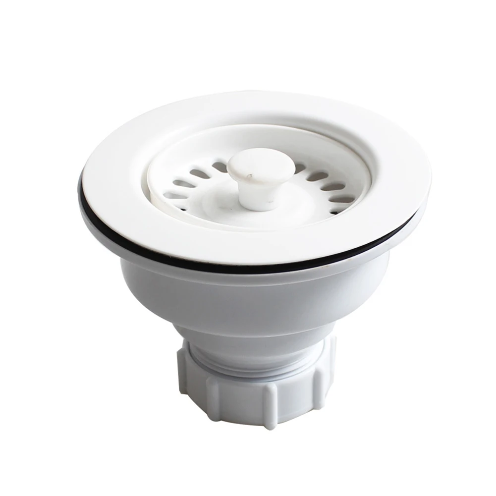 White PP Sink Drain Strainer Filter 114x82mm For Marble Kitchen Basin Hole 83-90mm G1-1/2in Outlet Waste Basket