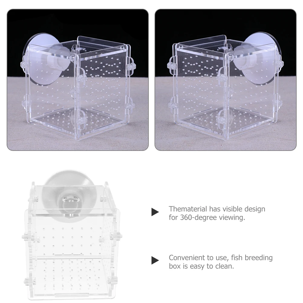 

Fish Fry Isolation Box Aquarium Breeder Tank Small Fish Feeding Container Durable Acrylic Easy Clean Shrimp Snail Catcher Betta