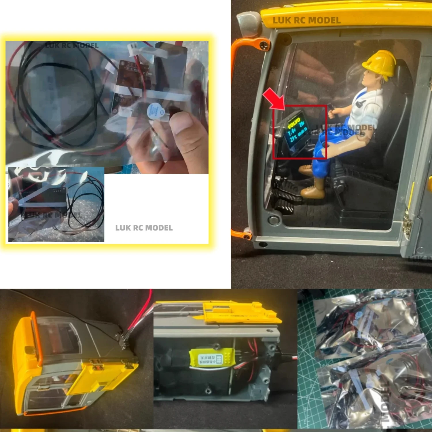 LCD Display Screen For DoubleE EC160E RC Excavator Original Factory E010 Accessories Cab Electronic Part Hydraulic Model DIY