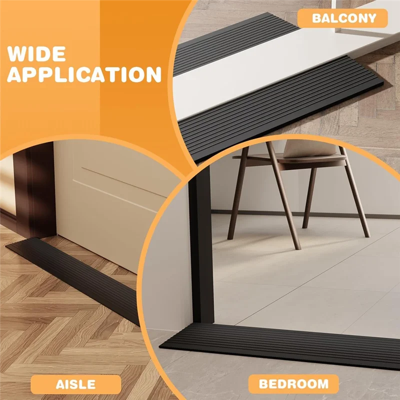 GTBL Black Self-Adhesive Threshold Ramp For Seamless Doorway Transition For Wheelchairs And Strollers