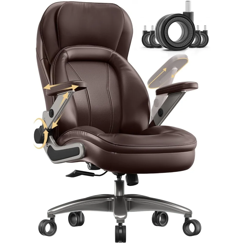 

Executive Office Chair with Adjustable 5D Arms, 600lbs Big and Tall Office Chair with Lumbar Support, PU Leather Heavy Duty