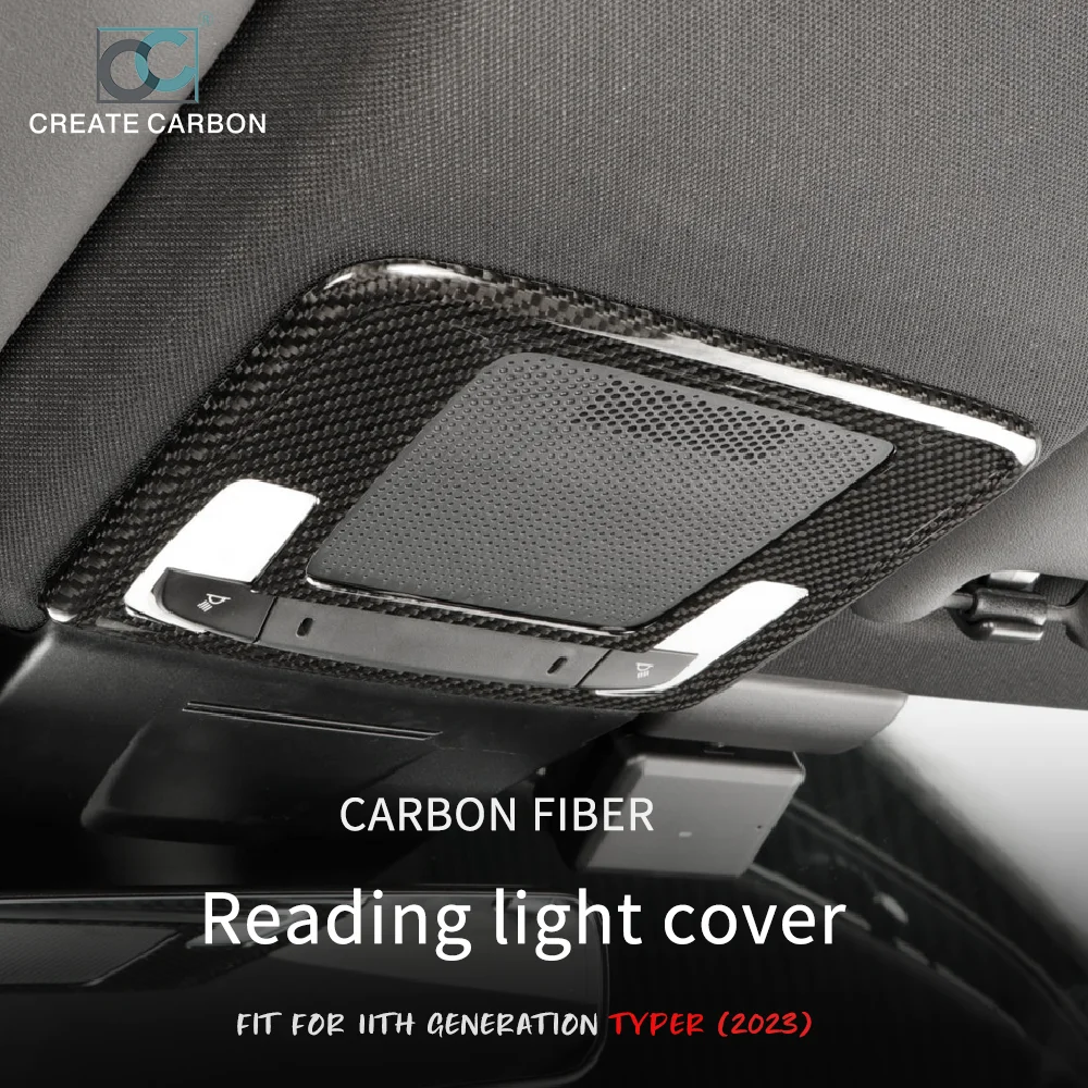 Carbon Fiber Car Reading Light Panel Cover Trim Fit for 11th Gen Civic Type r FL5 (2023) Typer Front Roof Reading Lamp Cover