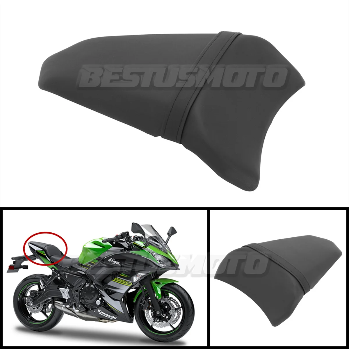 Motorcycle Rear Passenger Pillion Seat Fit For Kawasaki Ninja 650 EX650 Z650 2017 2018 2019 2020 2021