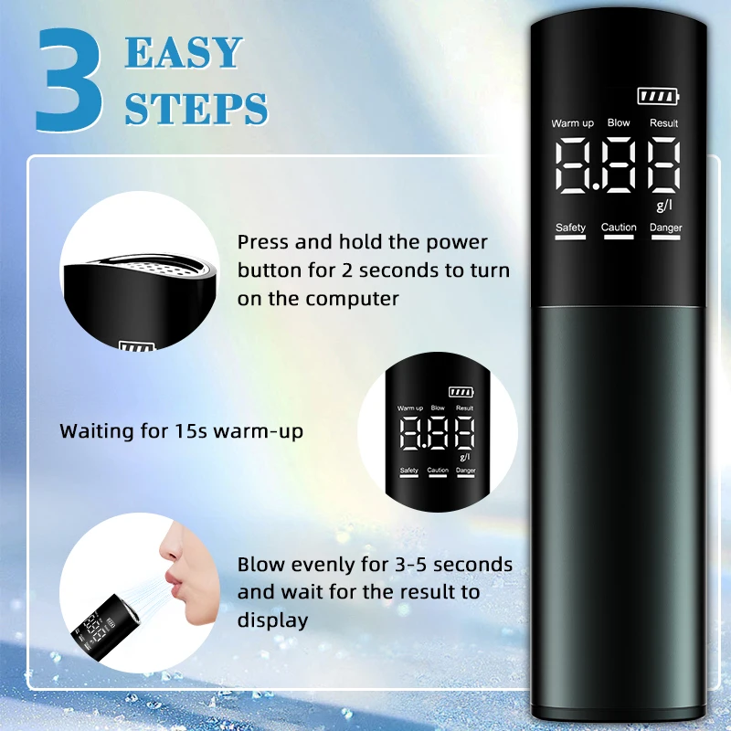 Factory High Precision Mini Digital LCD Display Test Alcohol Tester Breathalyzer Machine Breath Detector Professional Checker