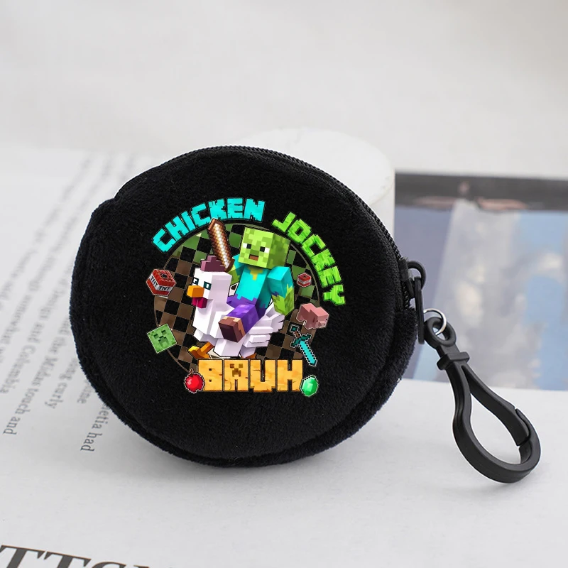 

Minecrafted Round Coin Purses Anime Mini Zipper Wallets Cartoon Figures Key Card Pouches Boys Girls Storage Bags Birthday Gift