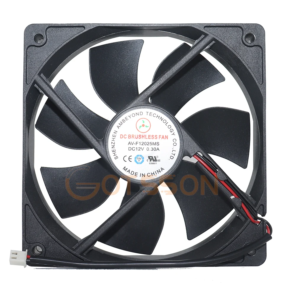 new for AV-F12025MS DC 12V 0.3A 12CM cooling fan 120mm 120*120*25mm for Power box cooling fan 1600 rpm