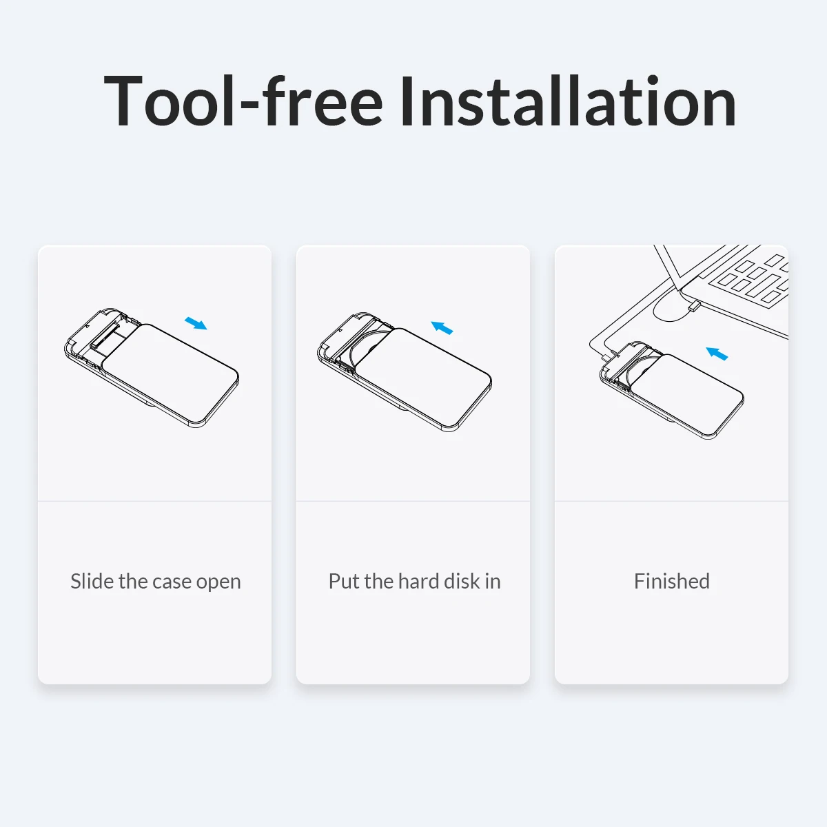 ORICO 2,5-Zoll-Festplattengehäuse USB Typ-C SATA 5Gbps für SSD HDD 9,5 7mm Externes Festplattengehäuse für PC – Detail 10