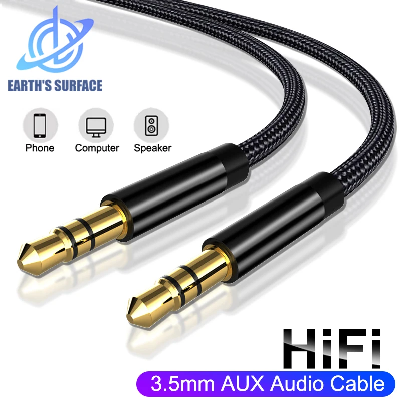Cable de Audio de extensión Jack de 3,5mm, Cable auxiliar macho a macho para iPhone, Samsung, auriculares de coche, altavoz Xiaomi, conector de Audio auxiliar MP3 de 3,5mm