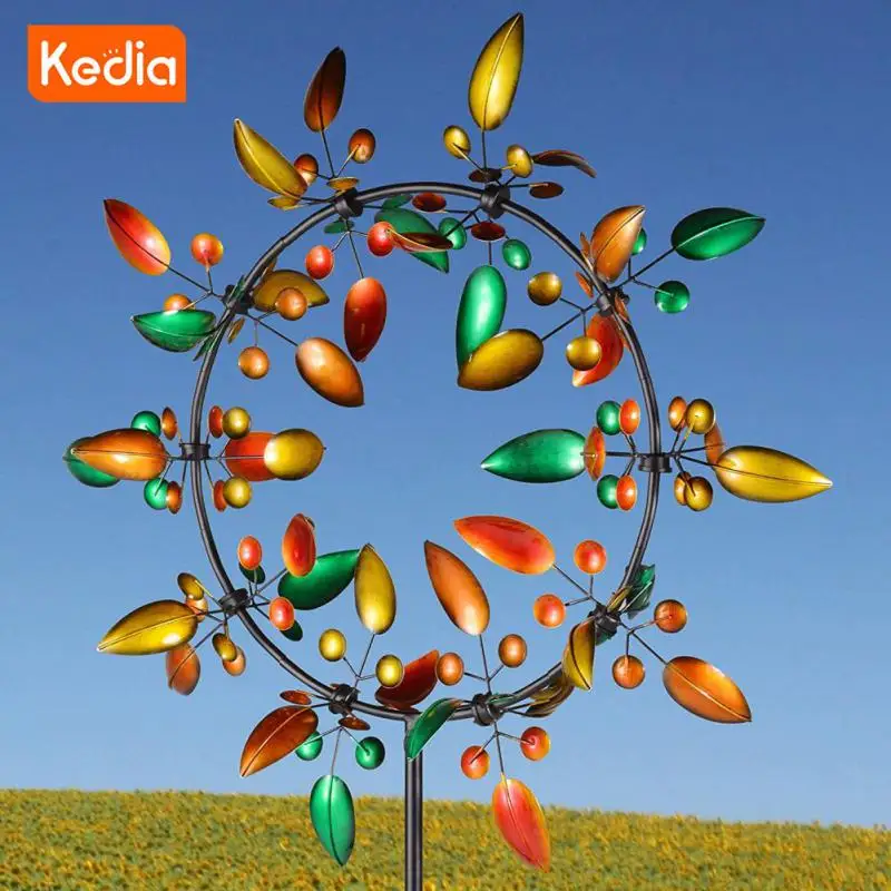 

Garden Decoration Rainbow Color Wind Chimes Leaves Wind Chimes Personality Creative Windmill Ornaments Metal Crafts For Kids