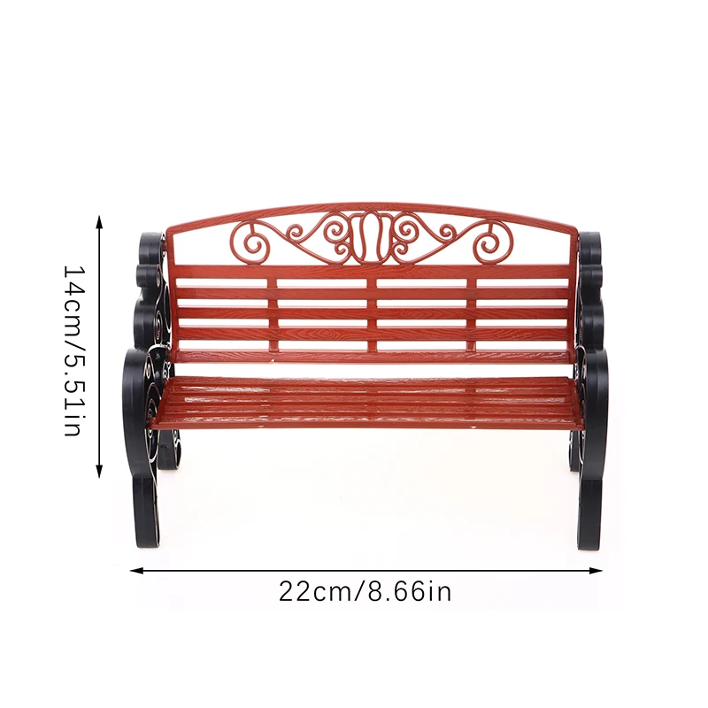 1:6 Dollhouse Miniature Park Bench Recliner Lounge Chair Mini Double Chair Model Garden Decor Toy Doll House Accessories