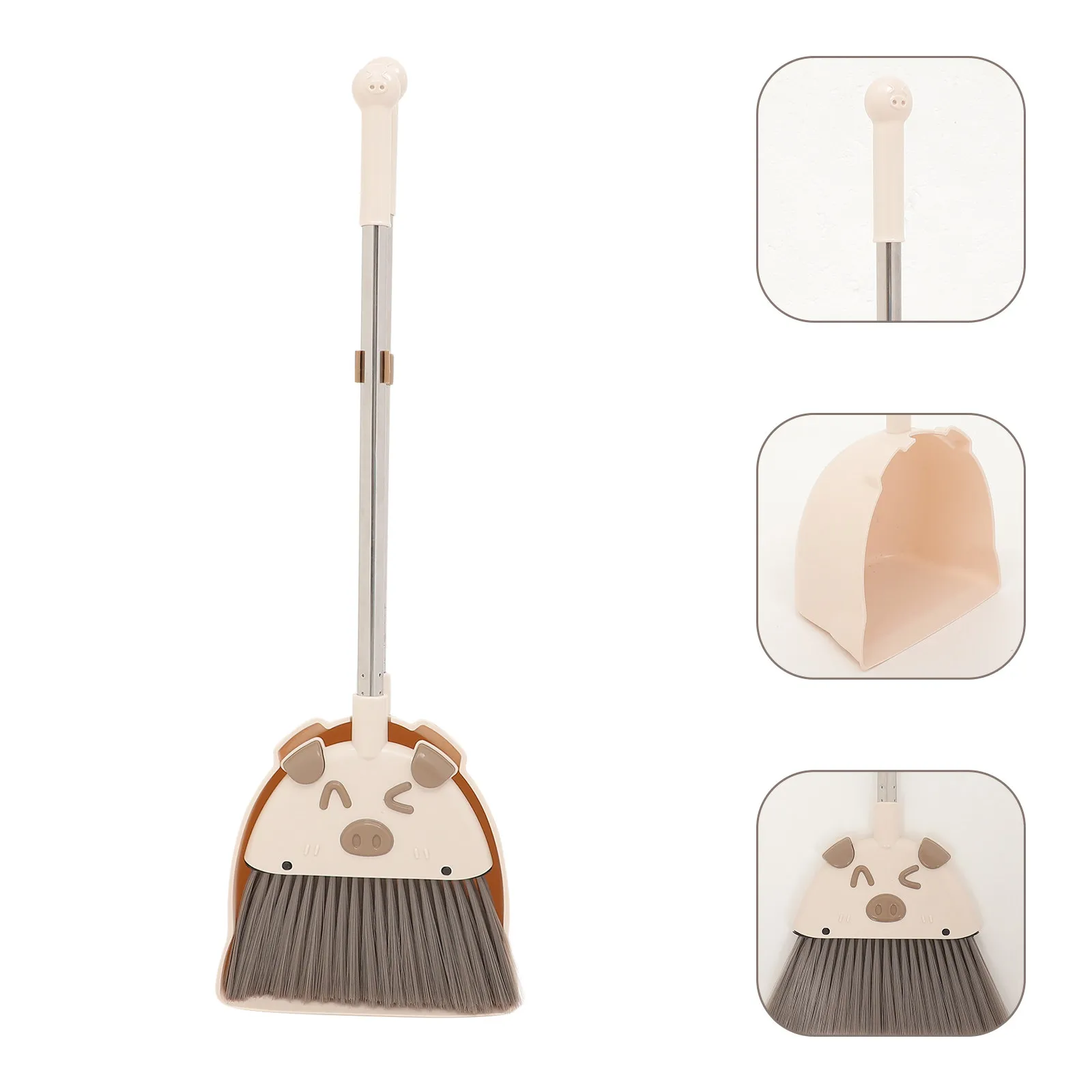 

1Set Children's Broom and Dustpan Cartoon Pig Design for Kindergarten Cleaning Toddler Housekeeping Playset Kids Cleaning