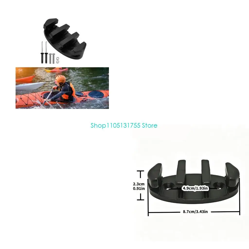 K0EF Black Nylon Rope Holder Deck Line Guide Mount for Paddling Use, Molded Resin Rope Route Base with Two Fastener Seat for