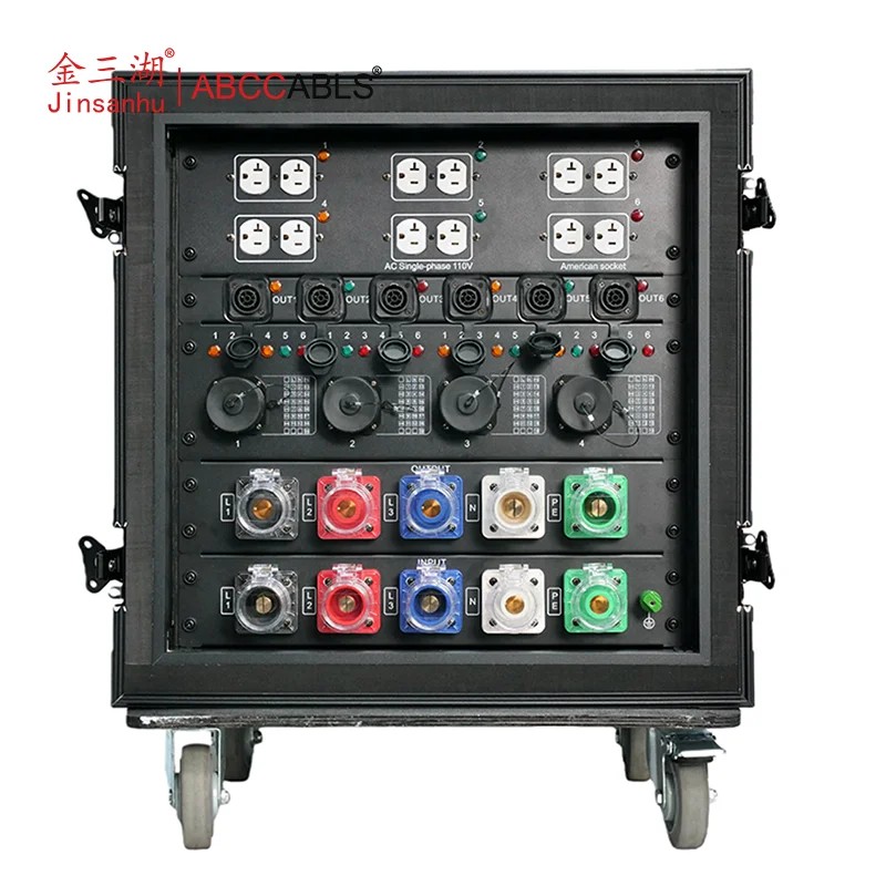 ABCCABLS Heavy-Duty Stage Power Distribution Rack, 36-Channel Camlock & Powercon Outputs, 400A 3-Phase Input, 19