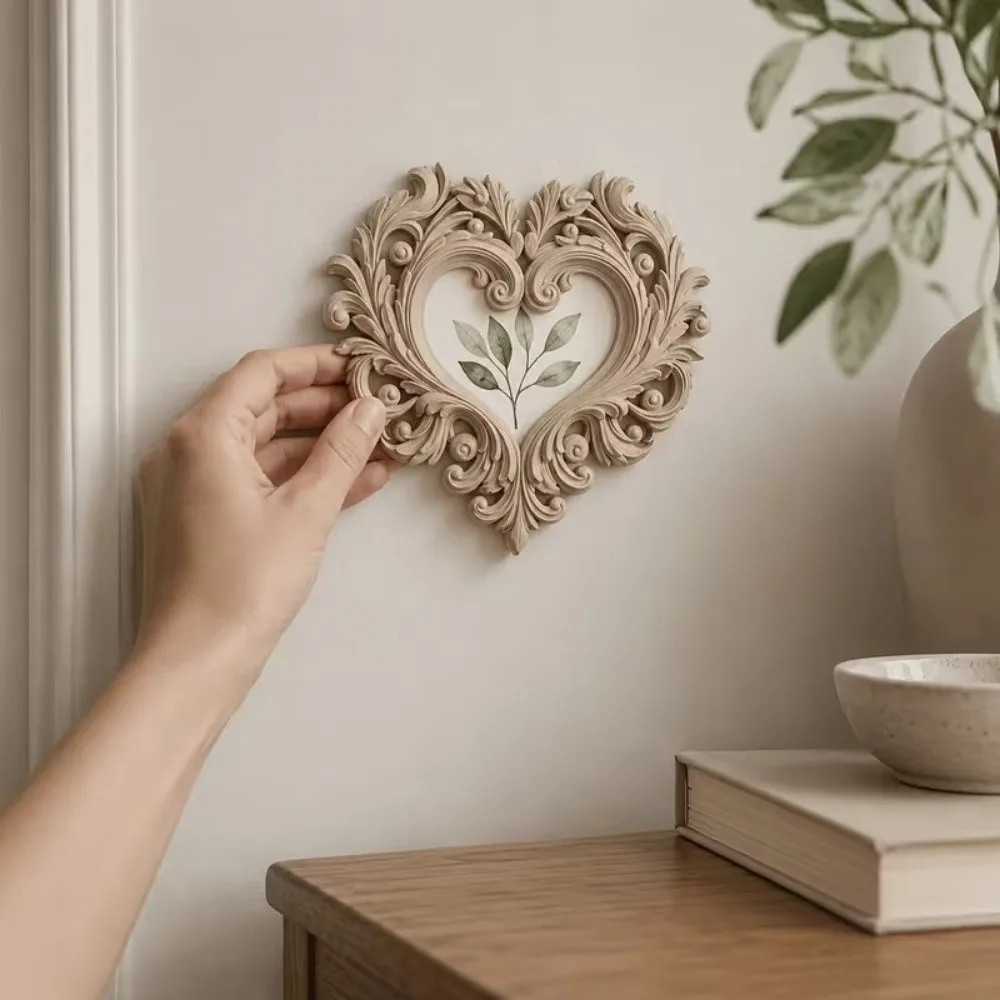 3D Printed Vintage Picture Frame Carved Flower Hollow Out Baroque Photo Frame Wall-mounted Heart Shape Wall Decoration Gifts