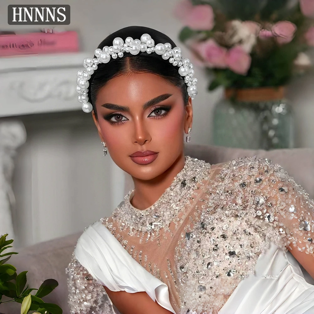 

HNNNS Luxury Large Pearls Headband Sweet Romantic Headdress Popular Girl Headpiece Gorgeous Bridal Jewelry Hair Accessories A91