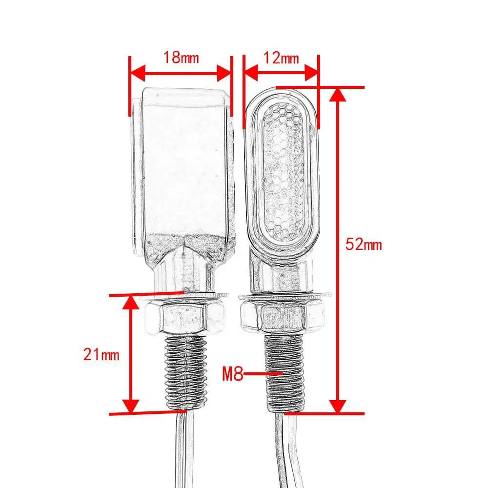 8mm Mini LED Motorcycle Turn Signal Light Lamp Indicators Blinker Clignotant Moto LED for Honda Yamaha Kawasaki Cafe Racer 12V