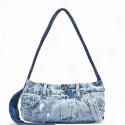 Denim Women Messenger Bag small Casual Satchel Cool Girl Totes Travel Solid Color Soft female Handbag blue bolsas